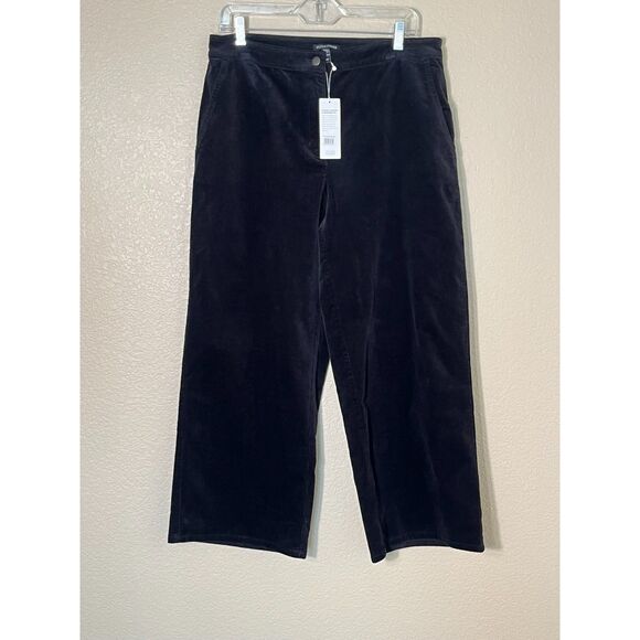 NWT Eileen Fisher Black Wide Ankle Corduroy Pant Med RUNS BIG $188MSRP - Picture 1 of 7